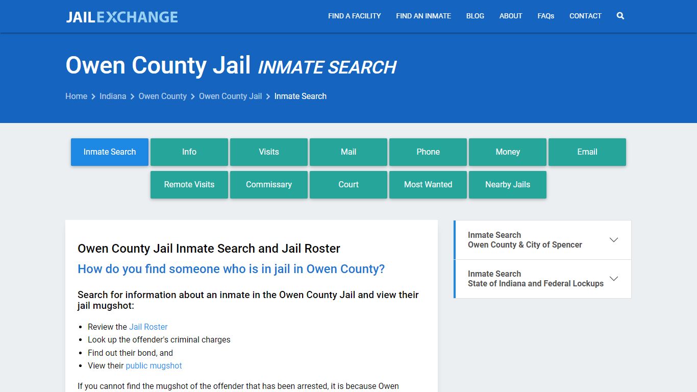 Inmate Search: Roster & Mugshots - Owen County Jail, IN