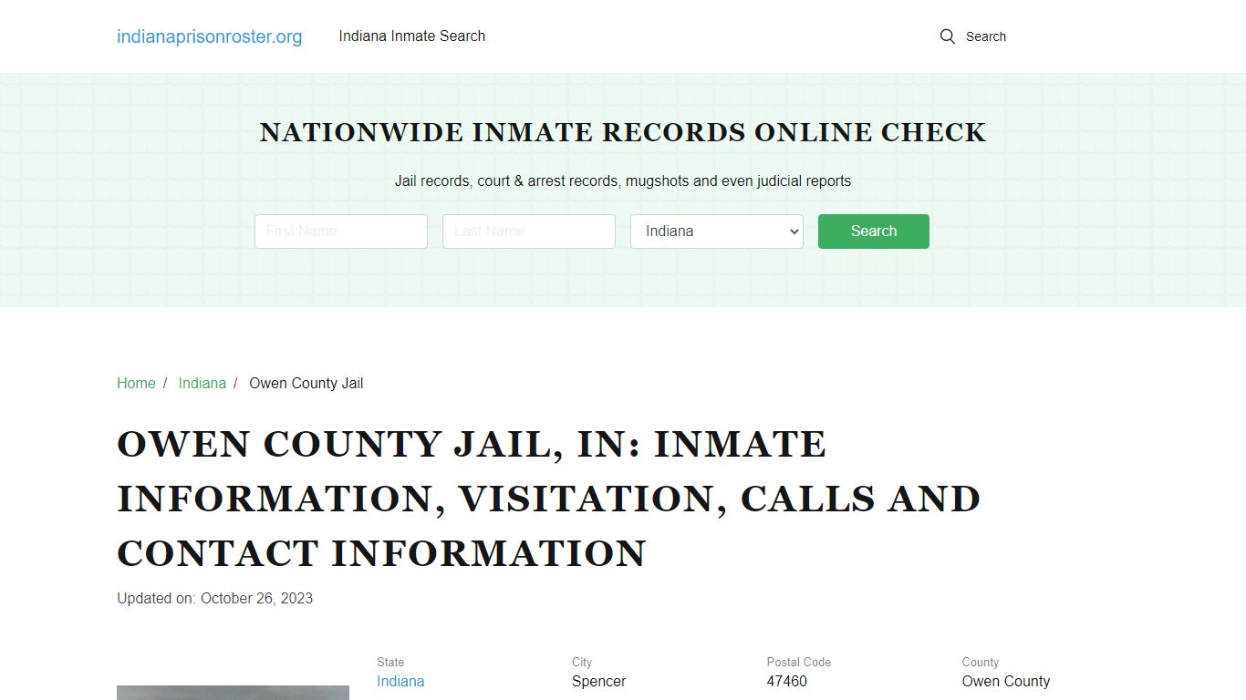 Owen County Jail , IN: Inmate Information, Visitation, Calls and ...